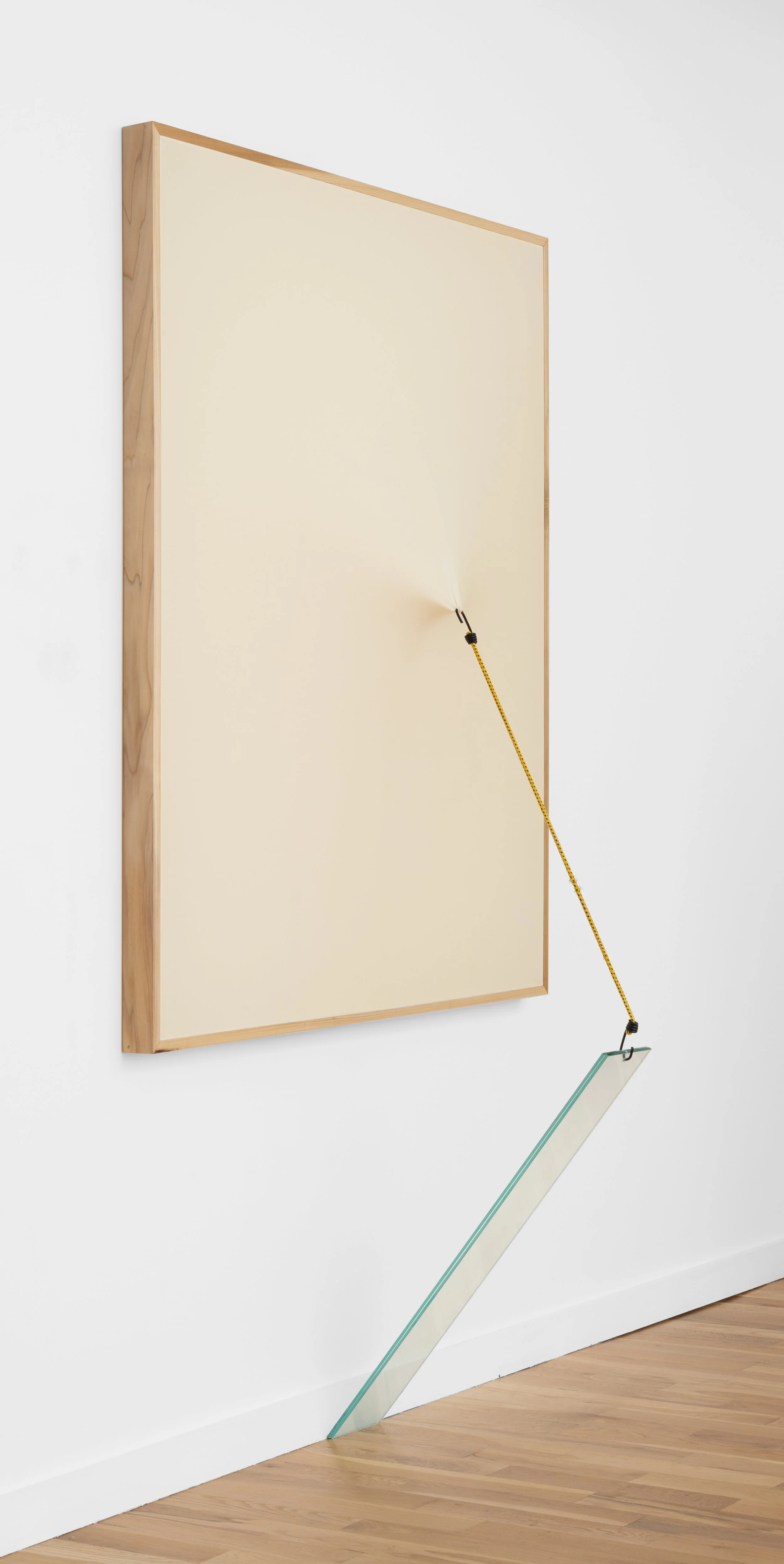 Kiah Celeste Little Apple of Paradise , 2025 Spandex, bungee cord and glass in poplar frame 90 x 50 x 20 in. 228.6 x 127 x 50.8 cm