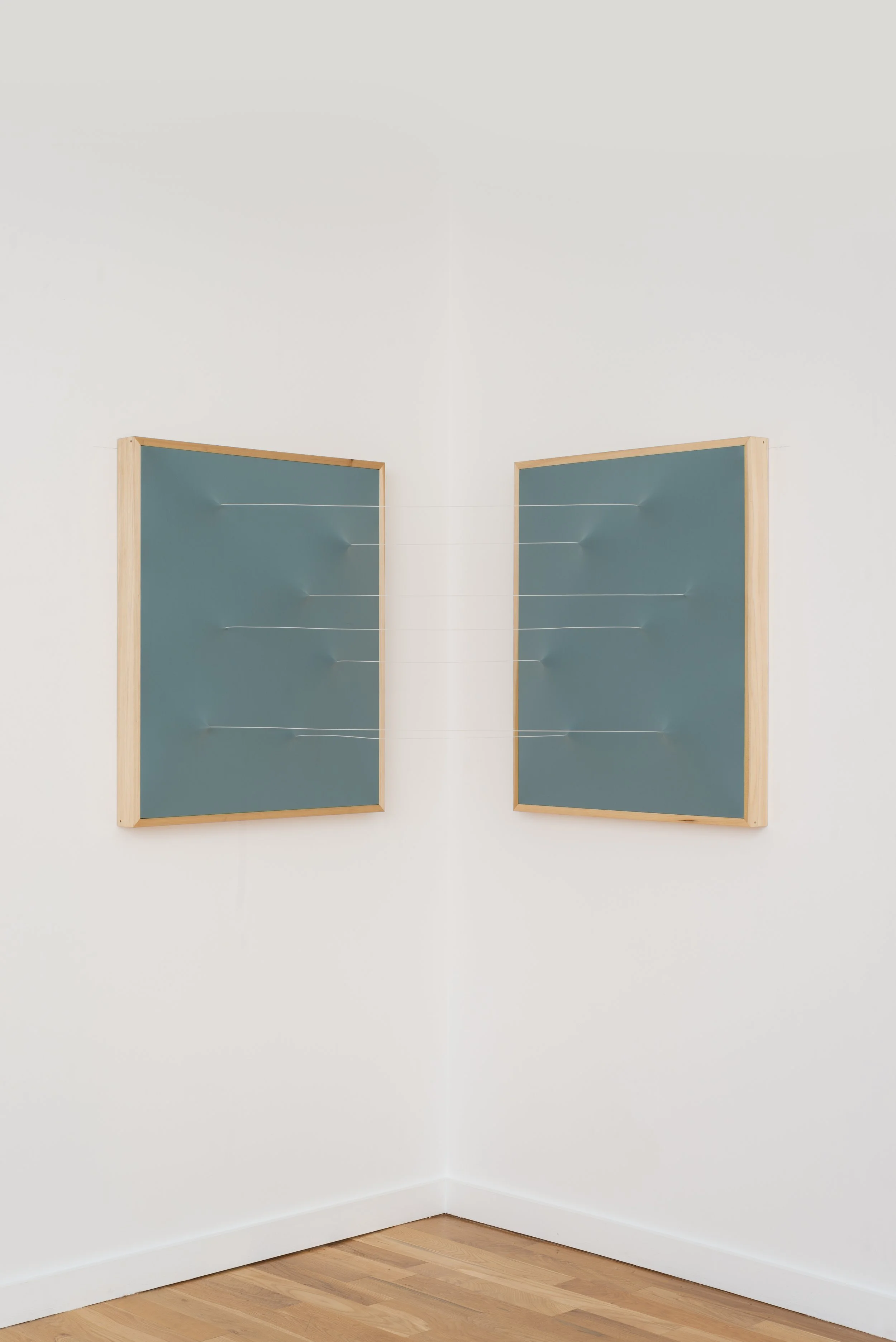 Kiah Celeste Four Shores , 2025 Spandex and plastic cord in poplar frame 35 x 57 x 41 in. 88.9 x 144.8 x 104.1 cm
