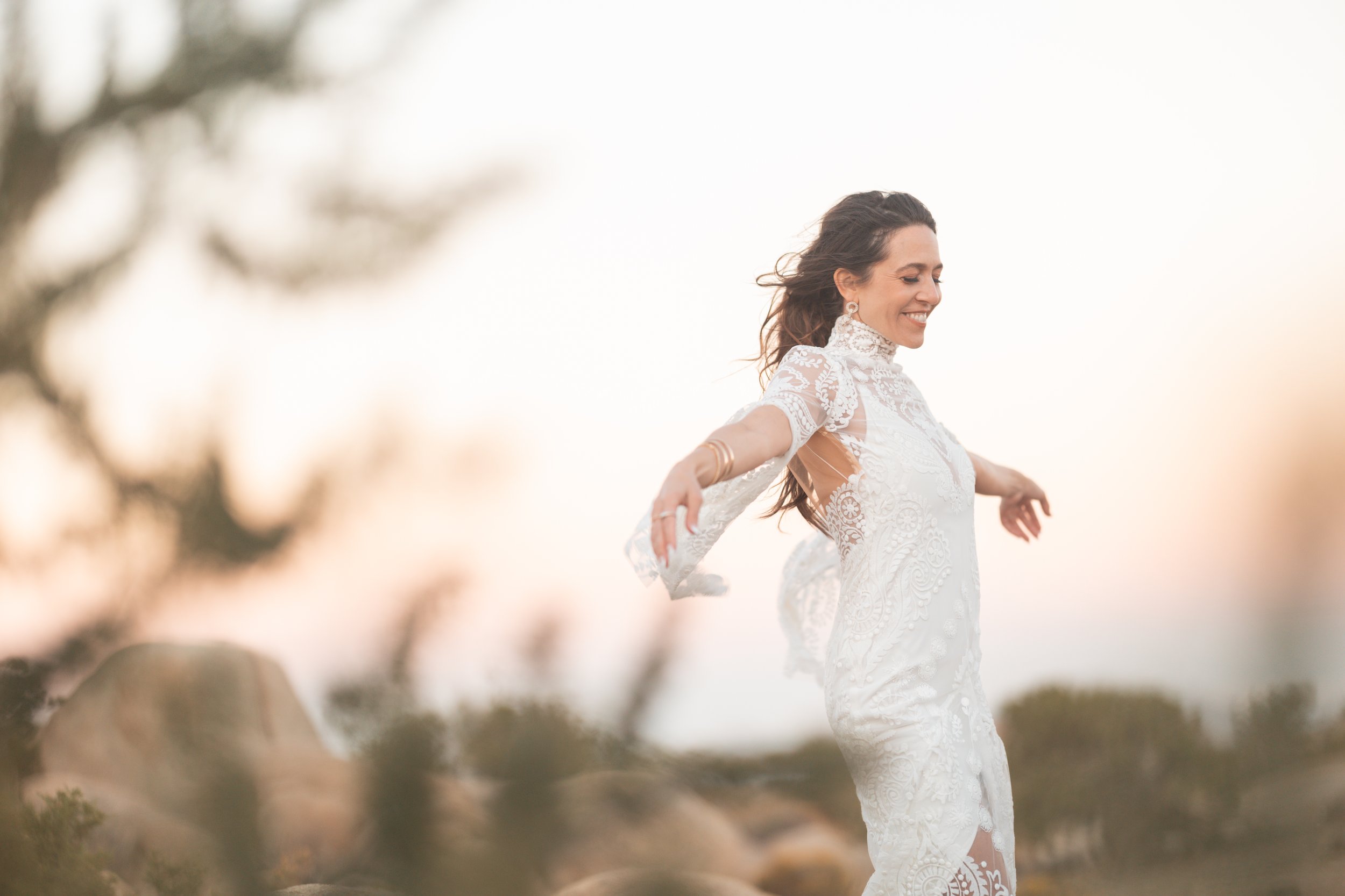 bridal shot in field