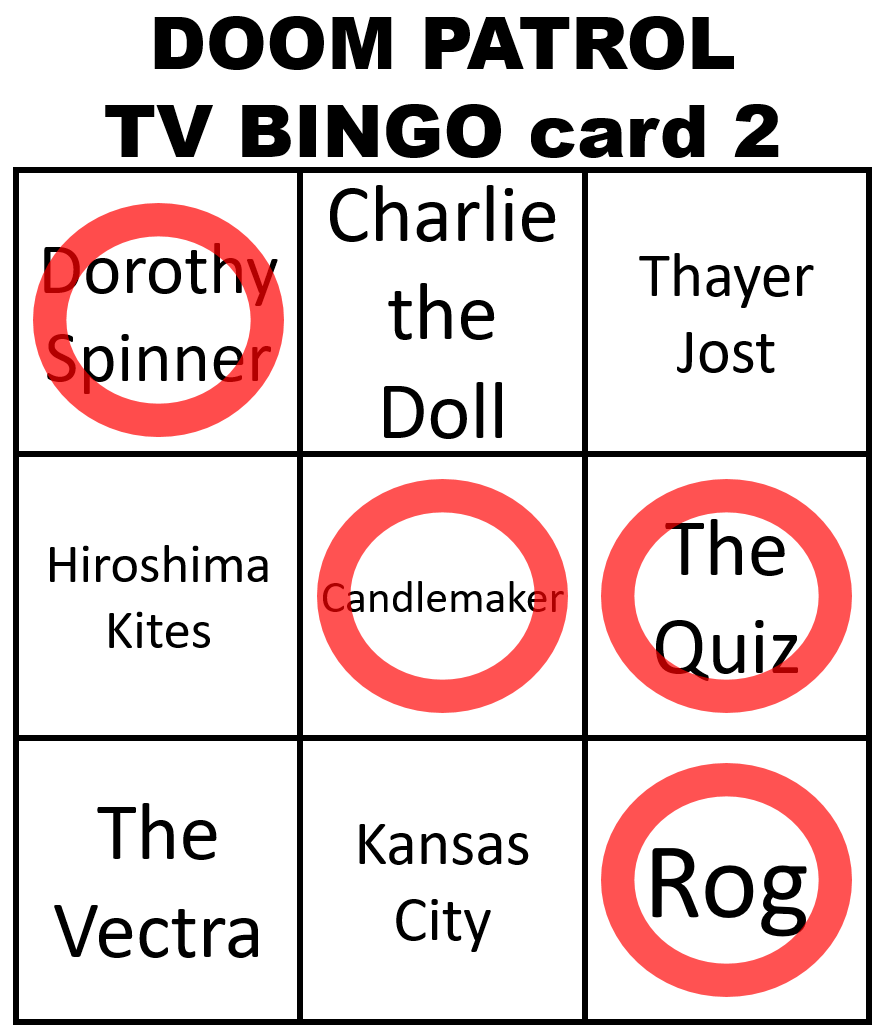 Doom Patrol TV Bingo - Season 2, Season 3 up to episode 6