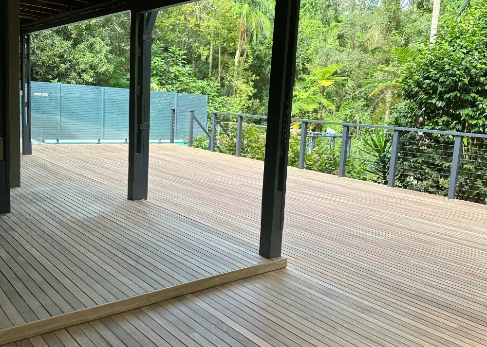 Renovated deck extending out into the bush