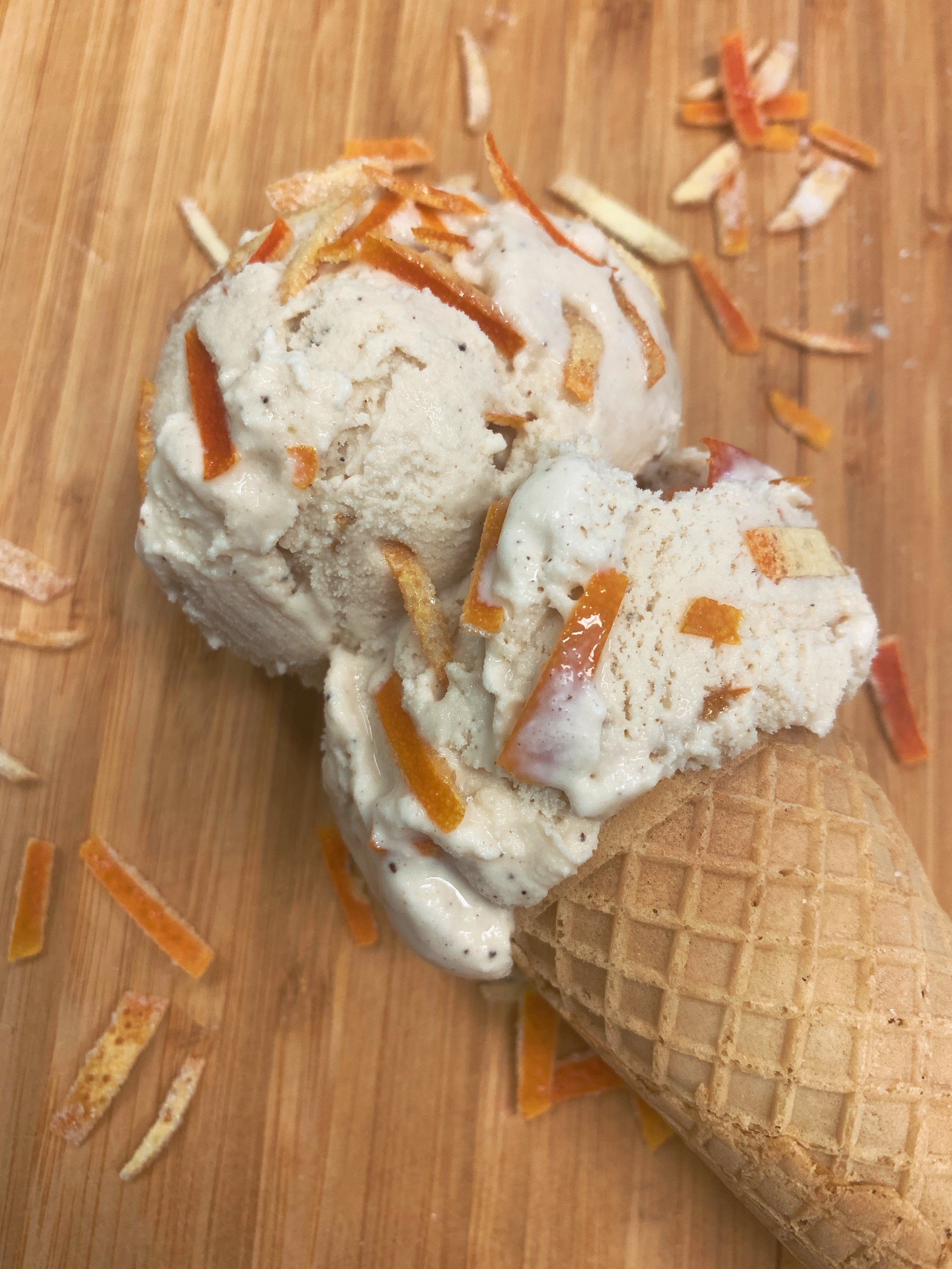 “Orange Kahlua Clove” Sweet Action Ice Cream, Denver, CO, sweetactionicecream.com , @sweetactionicecream , @ sweetactionic A cozy warm flavor with orange, kahlua, coffee, and cloves to evoke that feeling of moving in with somebody and never wanting to leave the house again.