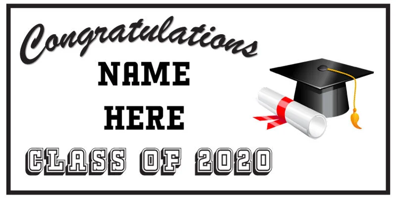 Graduation Banner with Cap and Diploma
