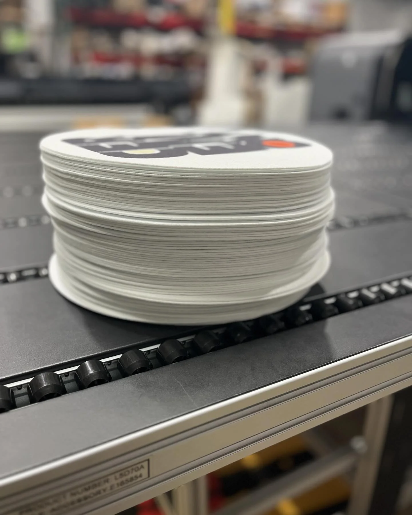 An absolutely perfect weather night in Chicago&hellip;windows of the shop are wide open&hellip; stereo is playing jazz&hellip;and the presses are rolling with custom slipmat orders.  Embrace the good times, people.