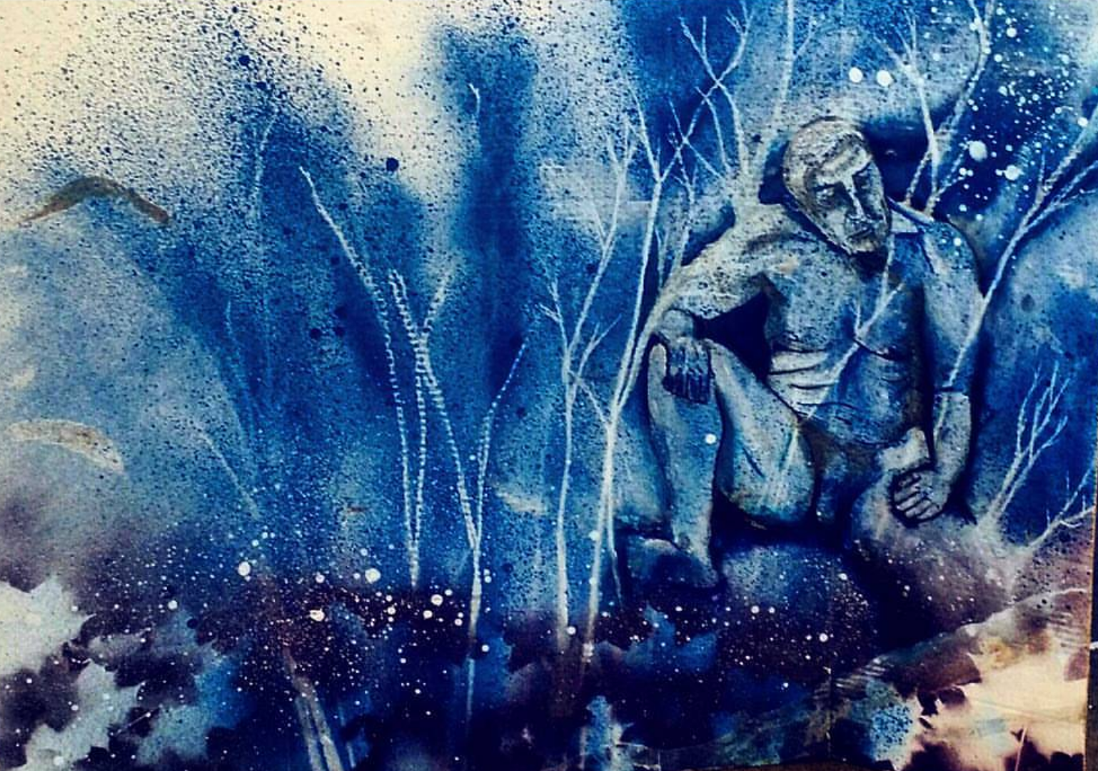 Man of the Forest, Mixed Media 28" X 40" 2016