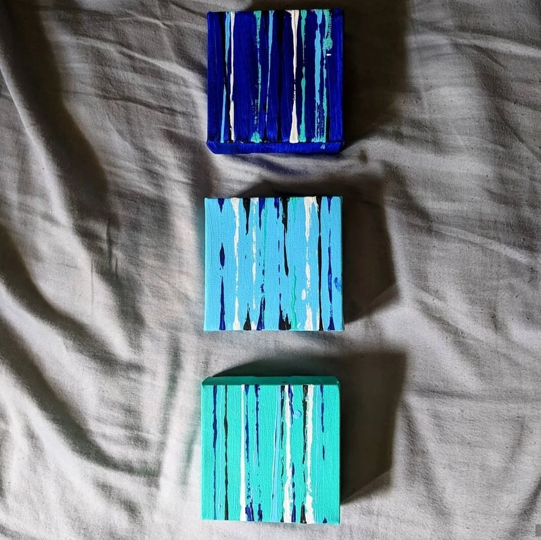 Acrylic on canvas 4"x4” 2018. $50 each(3).