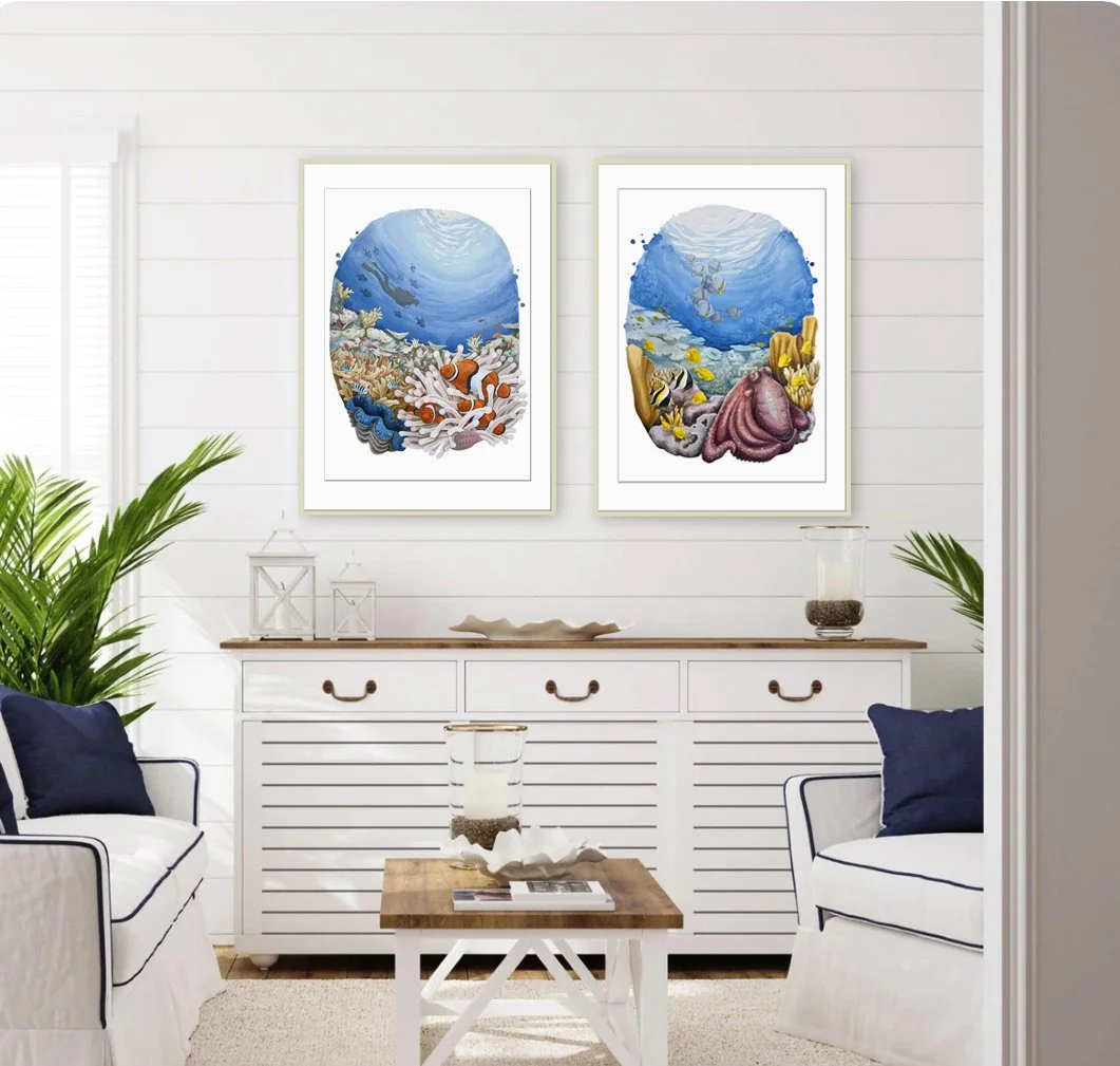 Clownfish and Octopus insitu framed.jpg