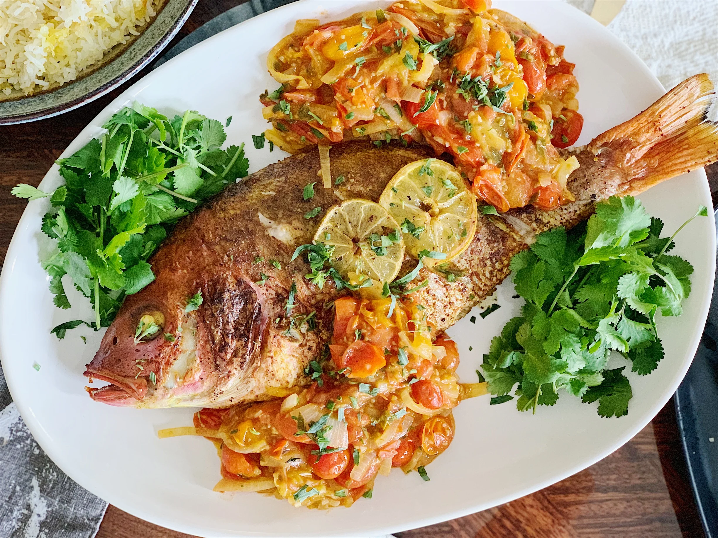 Whole Red Snapper with Citrusy Tomato Relish