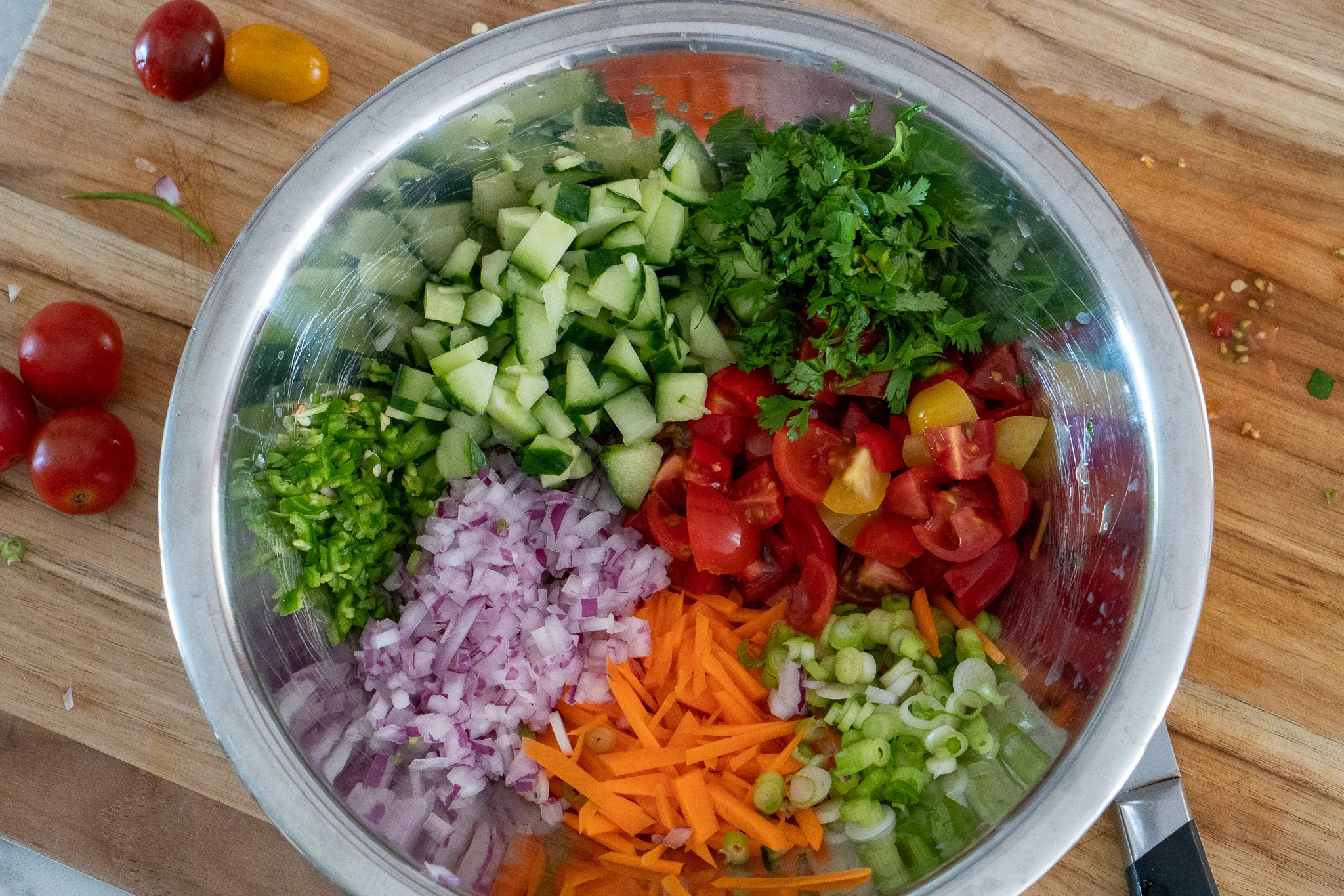 Diced vegetables should be uniform in size
