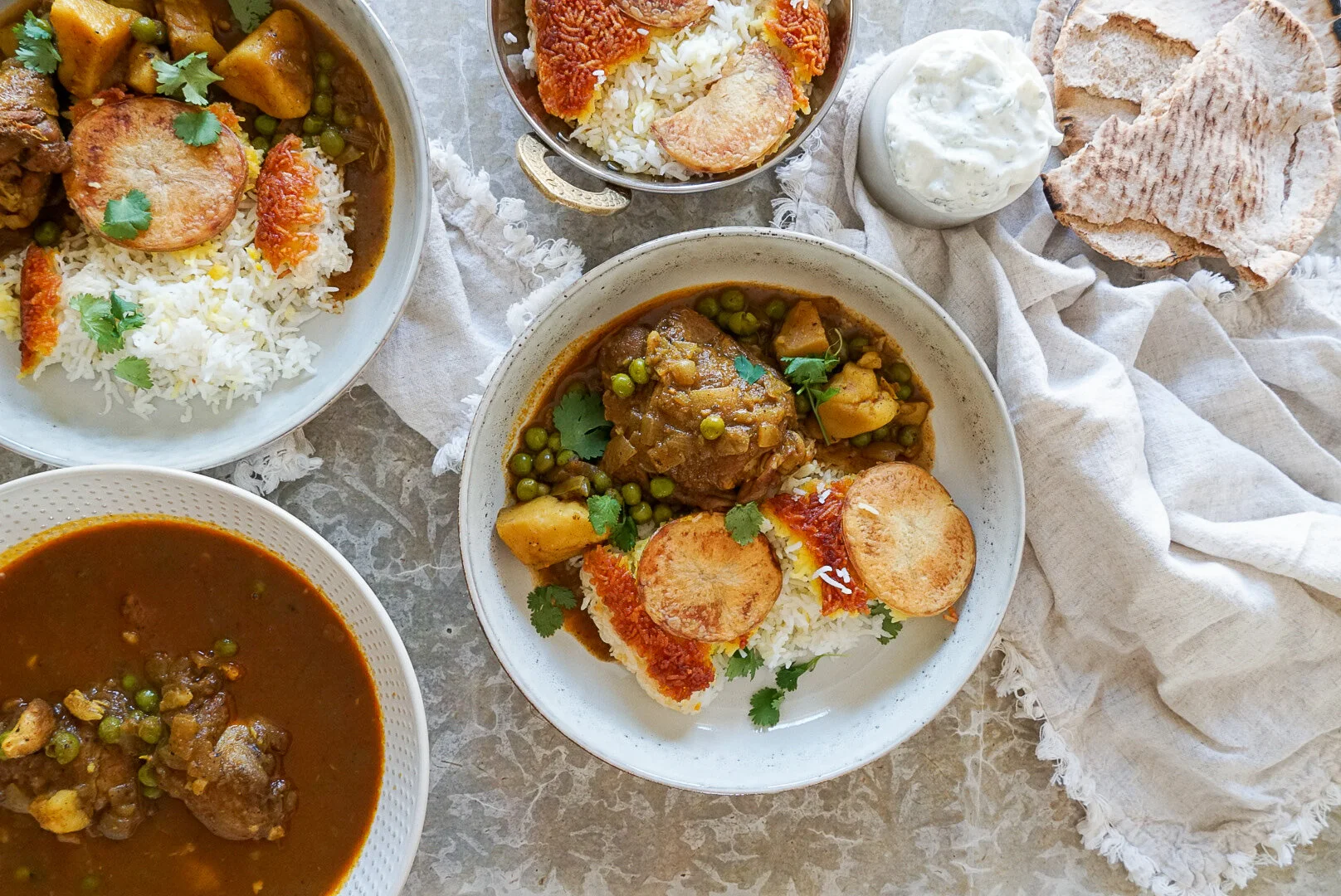 Tahdig with Chicken Curry Stew
