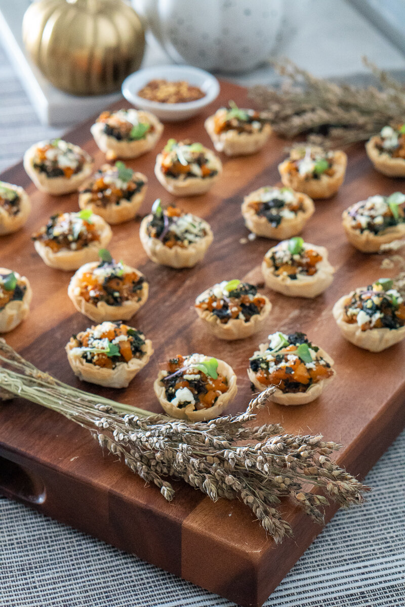 Kale and Butternut Squash Filo Tartlets — seven spice life