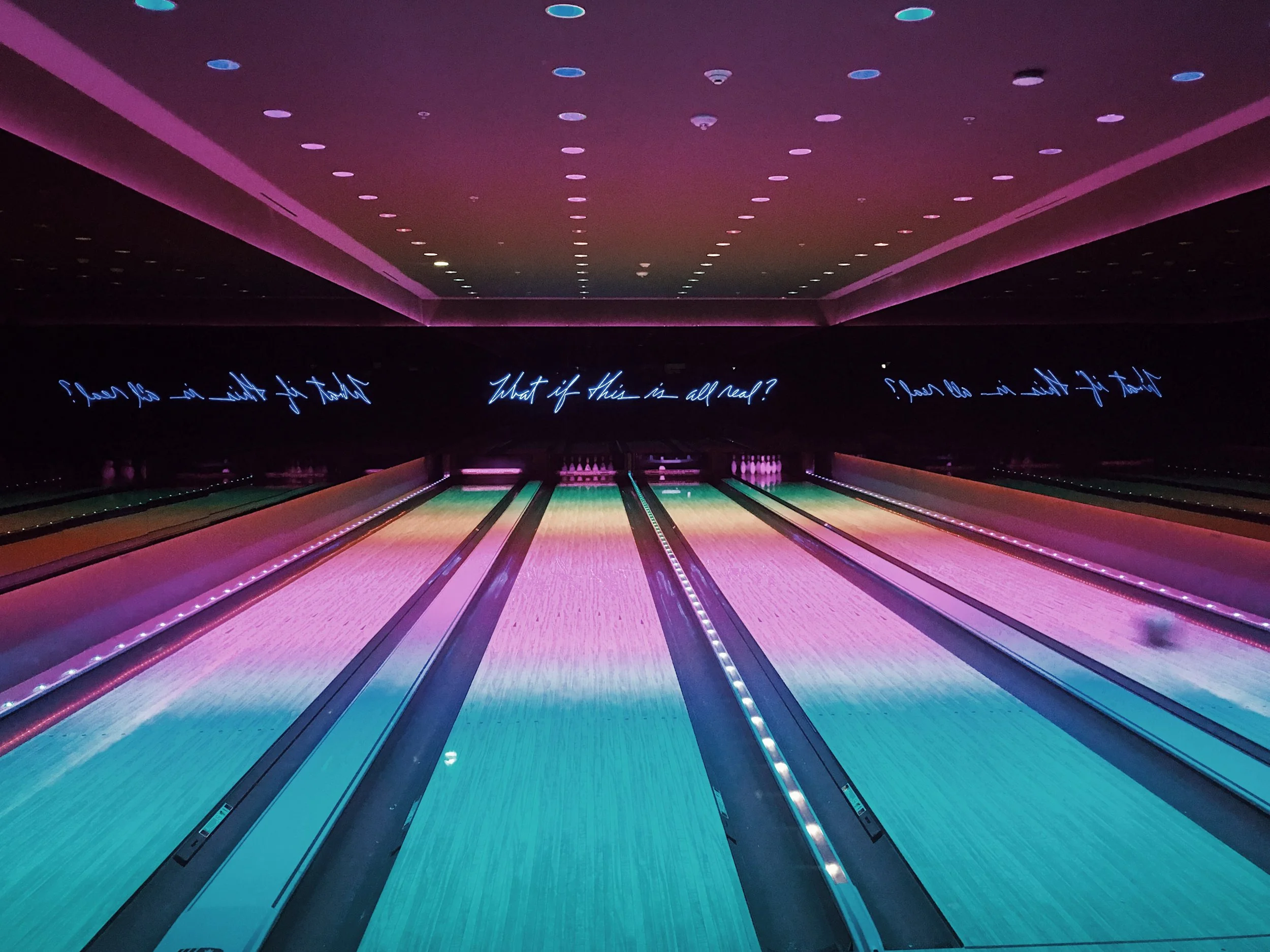 Bowling alley in the Basement of the Miami Beach Edition Hotel.