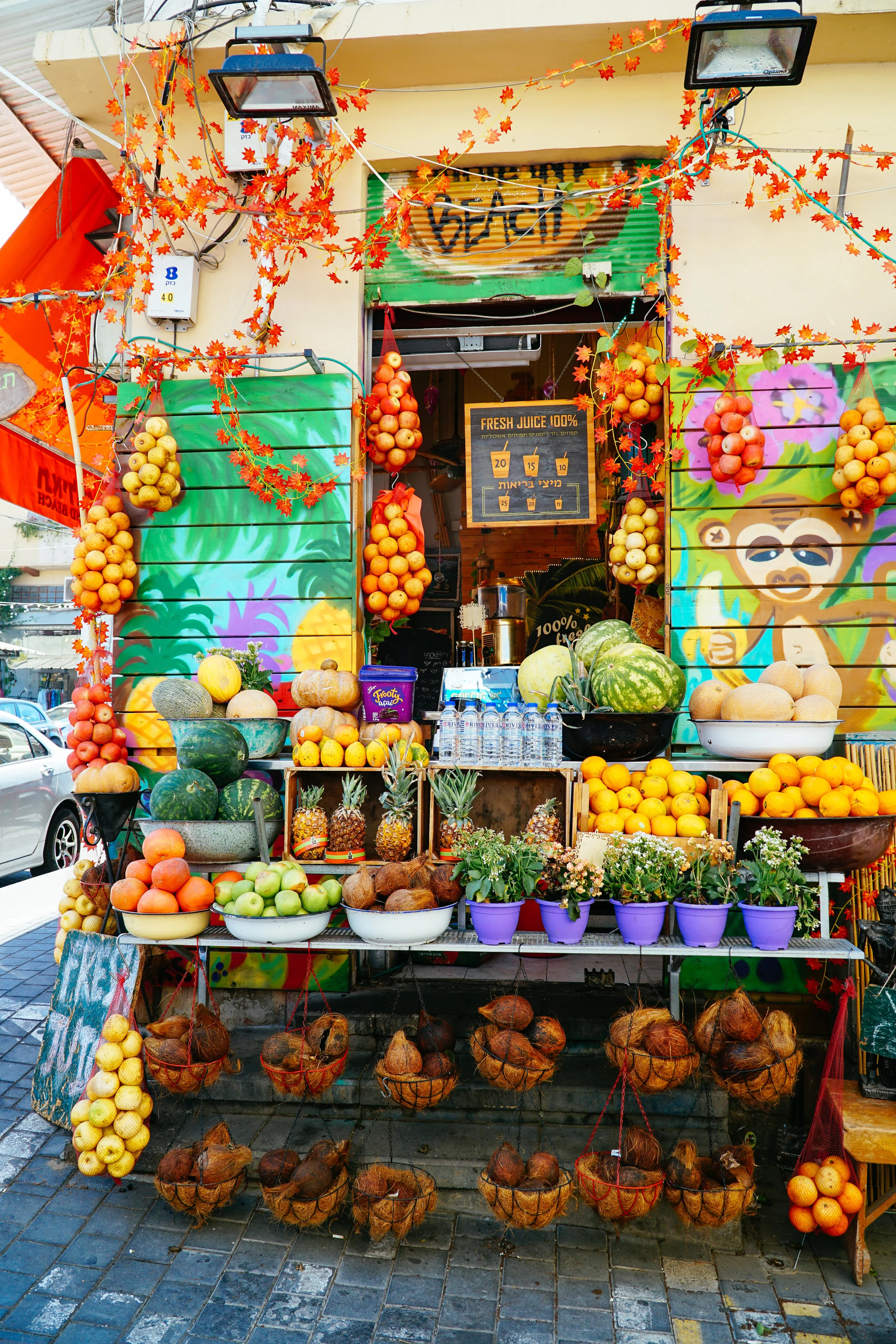 Fruit stand in Tel Aviv Yafo area by Julia Friedman.