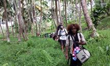 On our way to the Siloe Village in Santo