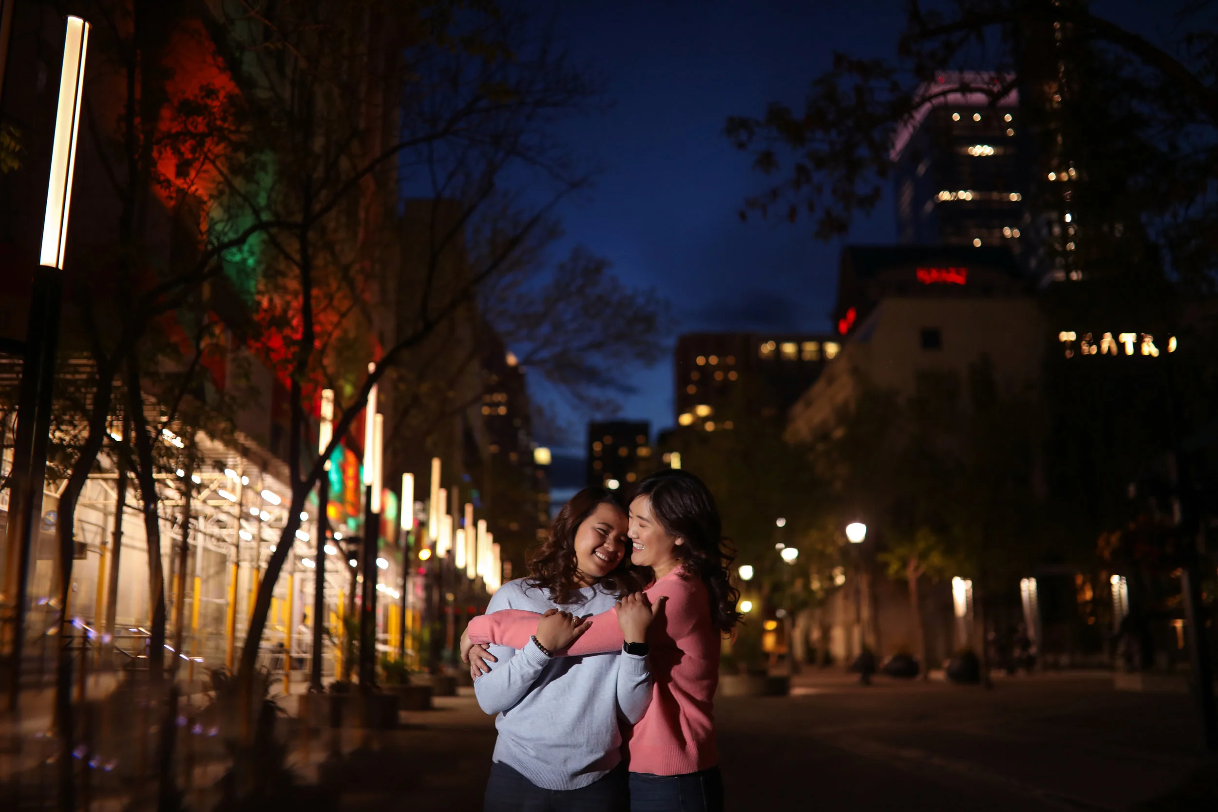 Vivian &amp; Joeselia | Twilight Engagement Session Downtown Calgary