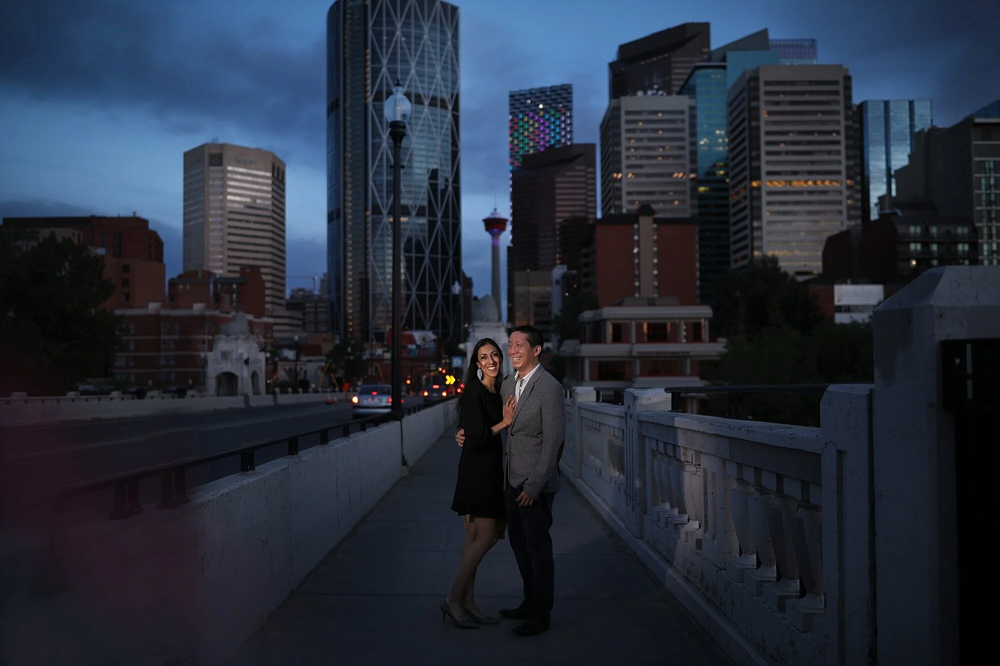 Twilight City Engagement Session Downtown Calgary | Karimah &amp; Mike 