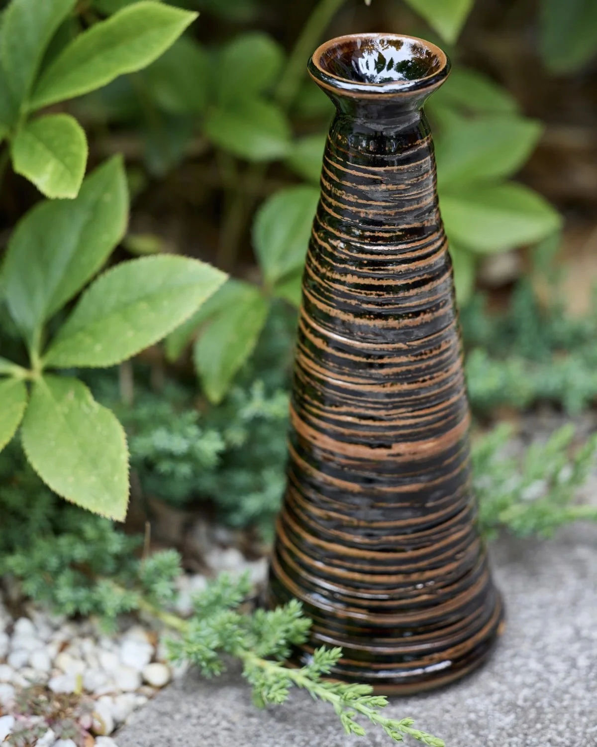 Vase: Wheel thrown stoneware - Tenmoku glaze (2025)