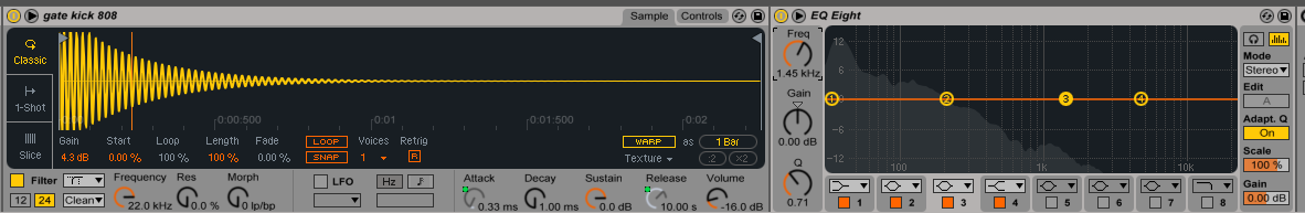 Kick drum in time and frequency domains