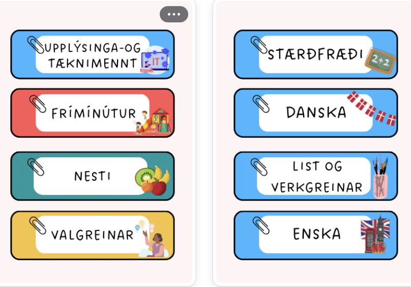 Myndaspjöld - námsgreinar