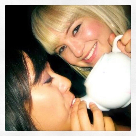 Throwback to one of the many, many times @chiyo__xo and I drank too many teapots and danced on tables. Now I&rsquo;m happiest in my jam jams chugging wine on the couch (tres hawt). #tbt