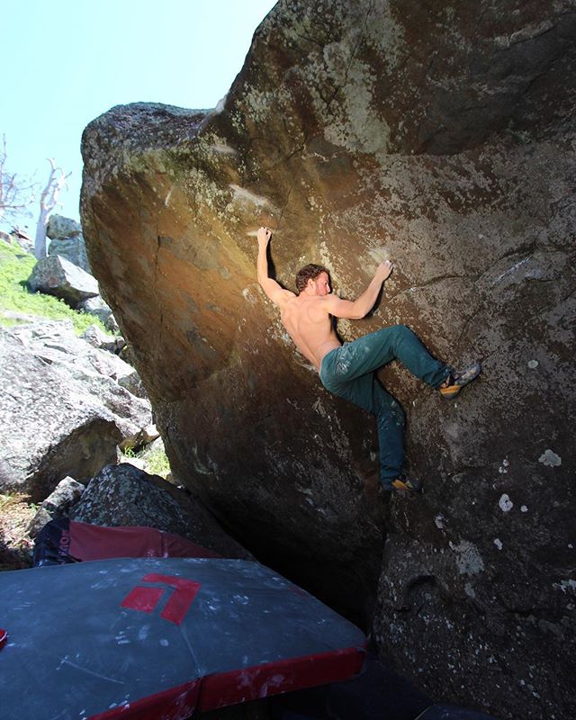 #tb to the start of summer, @thetommykrauss attempting the crimpy goodness of Three's a Crowd V10 at Brady's Lookout, Tasmania