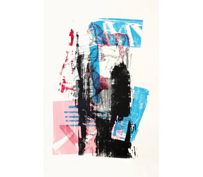 ‘One and a half horses’,Screen print, edition of 12, 45 x 64 cm. Photo credit: SO Fine Art Editions