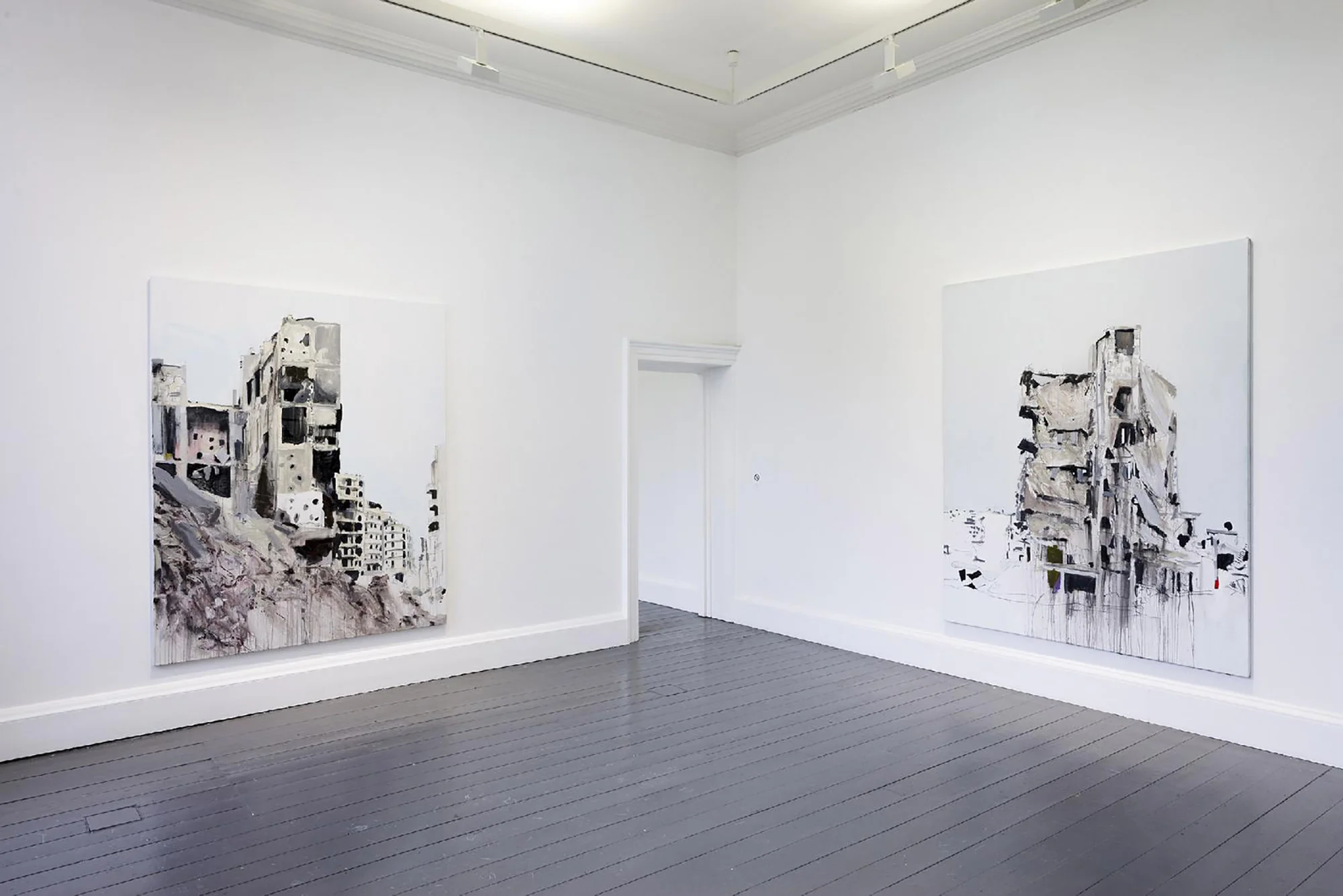 View of War Changes Its Address: The Aleppo Paintings , 2018, Irish Museum of Modern Art. Photo credit: Kerlin Gallery.