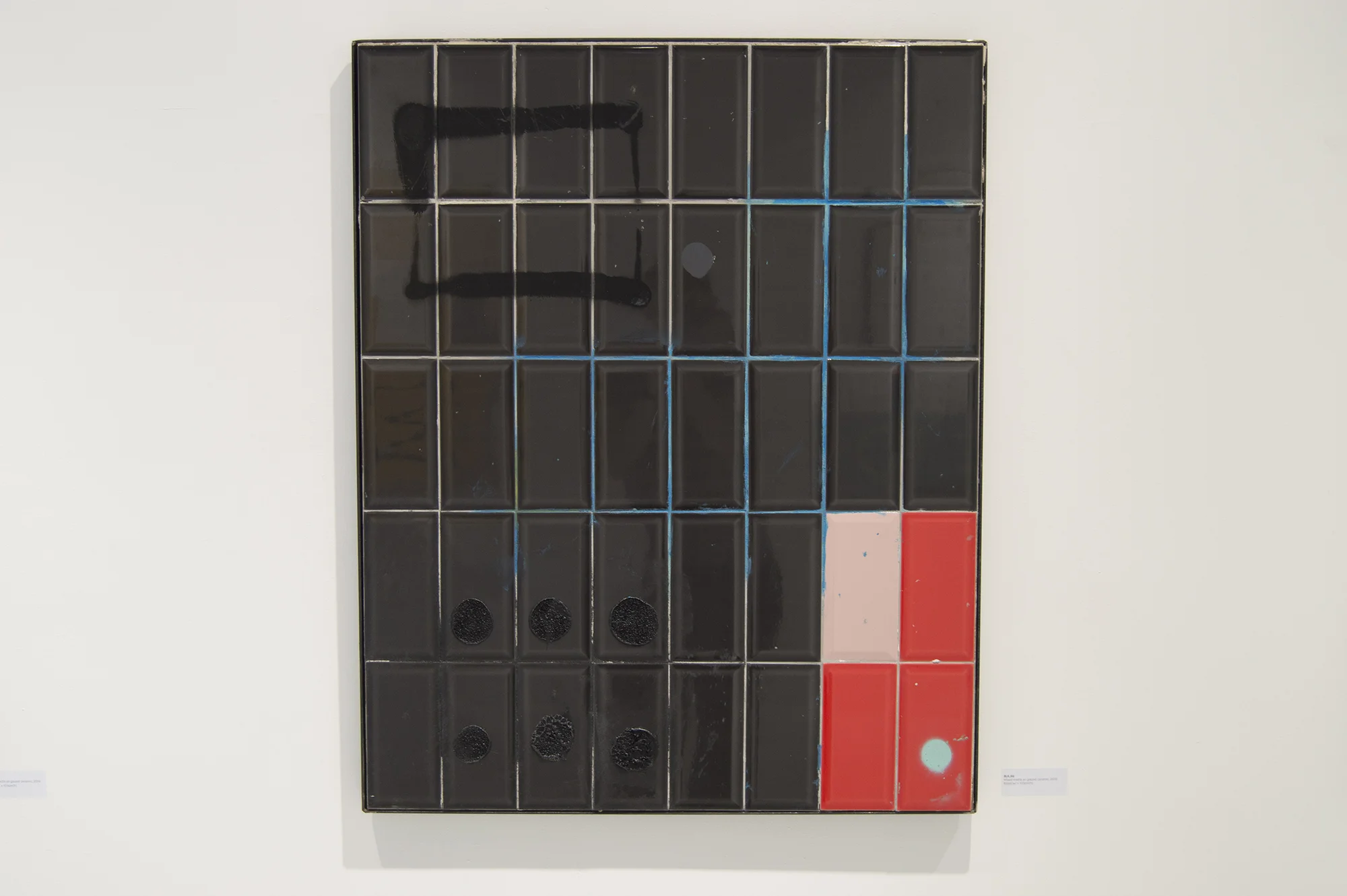 ‘BLK.SQ’, 2019, Mixed Media on Glazed Ceramic, 82 x 103cm, Atelier Maser.