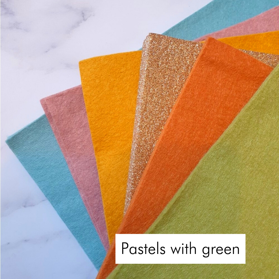 Colour options for personalised bunting, pastels with green. (Copy)