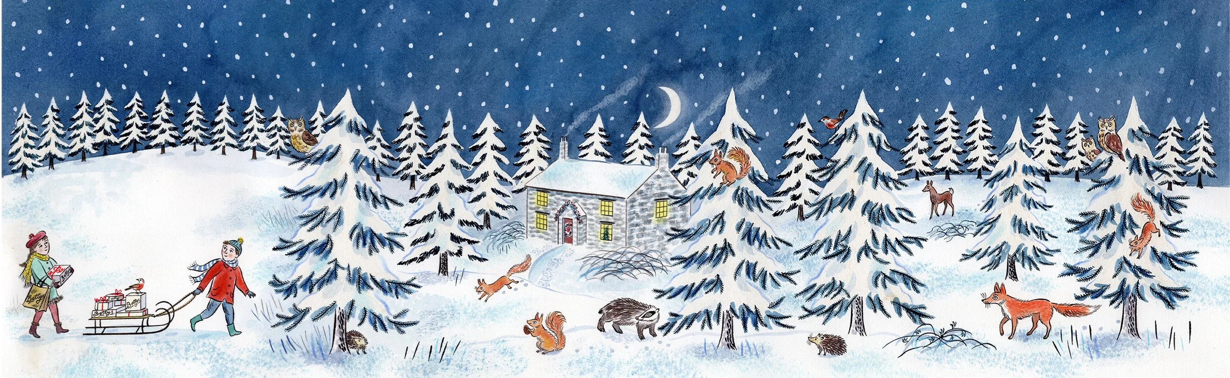 Christmas cottage in the woods
