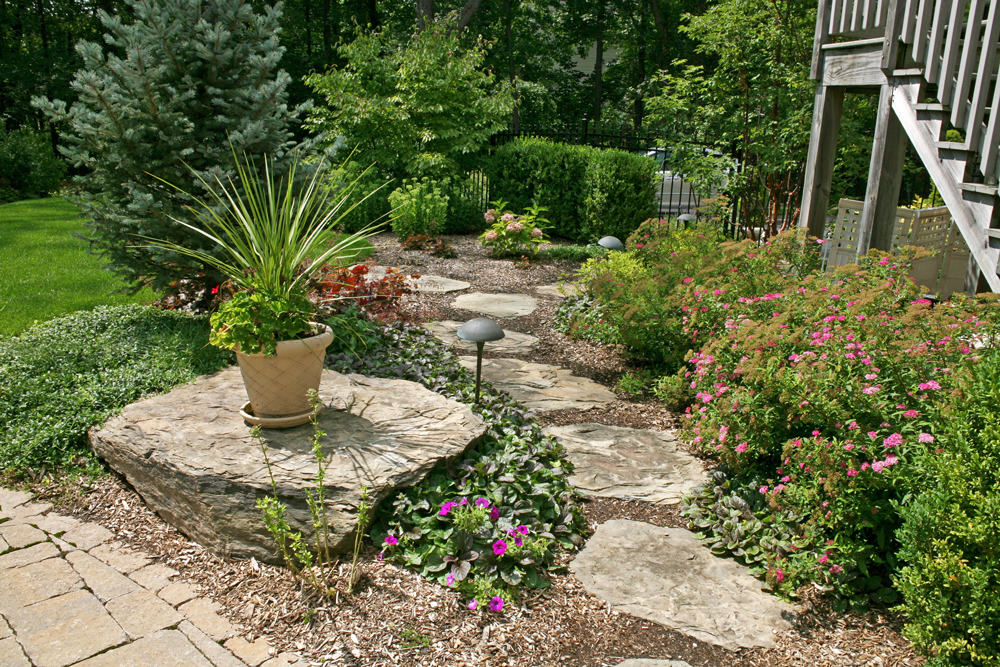 Pathway with plantings in Franklin Lakes, NJ