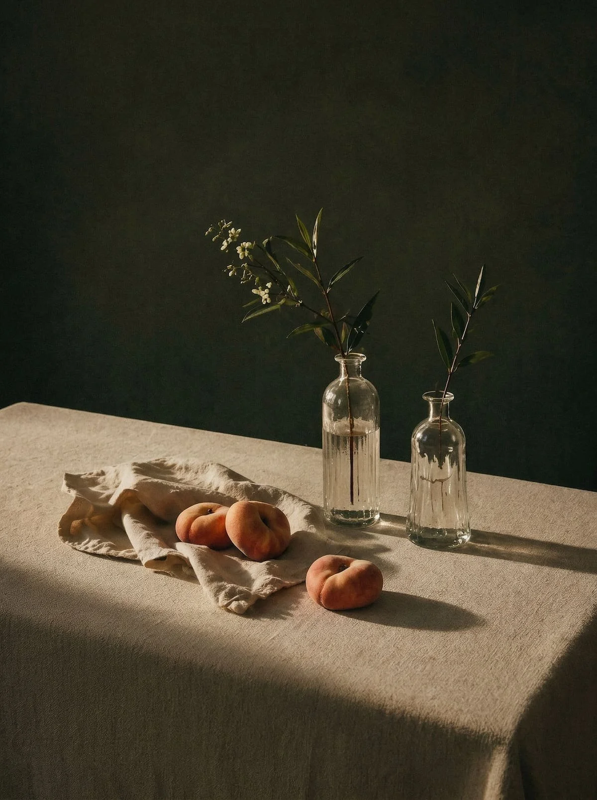 Luxury lifestyle still life, editorial art direction with peaches, Chi-Young Bang Studio