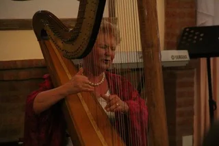 April 2015 - Singing during a concert in Gaiman, Patagonia.