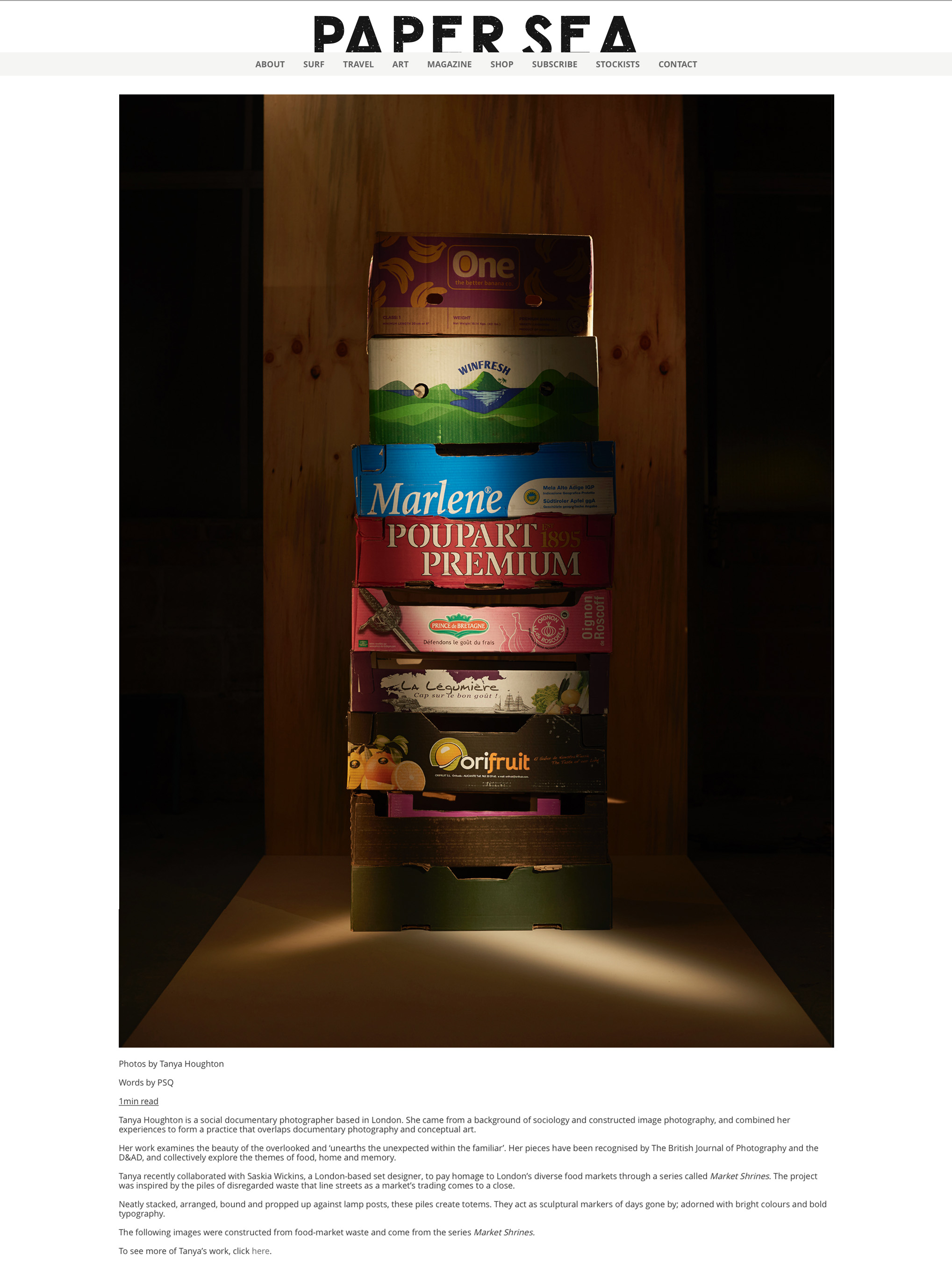 MARKET SHRINES FEATURED ON PAPER SEA QUARTERLY