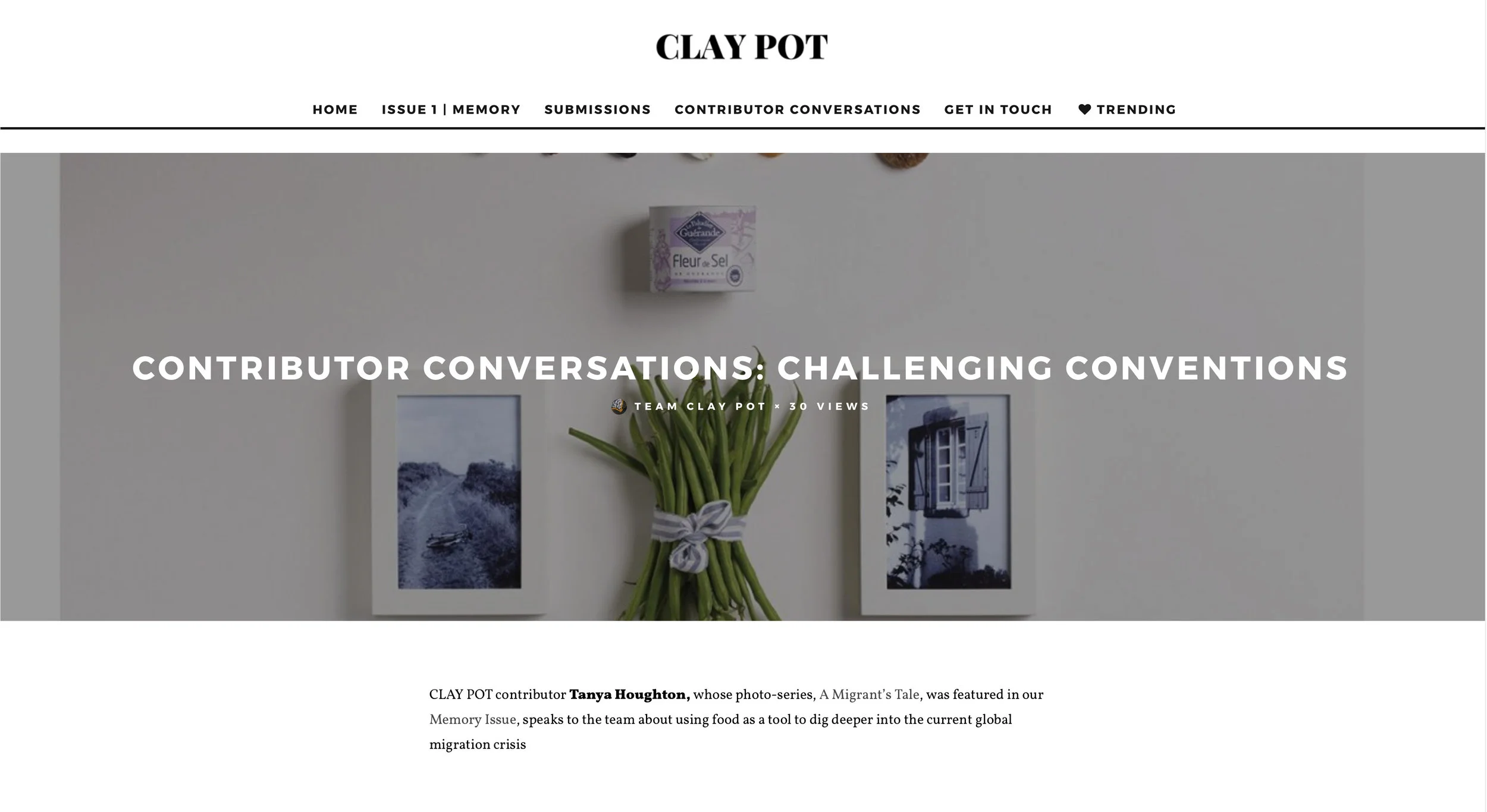 INTERVIEW FOR IN A CLAY POT MAGAZINE