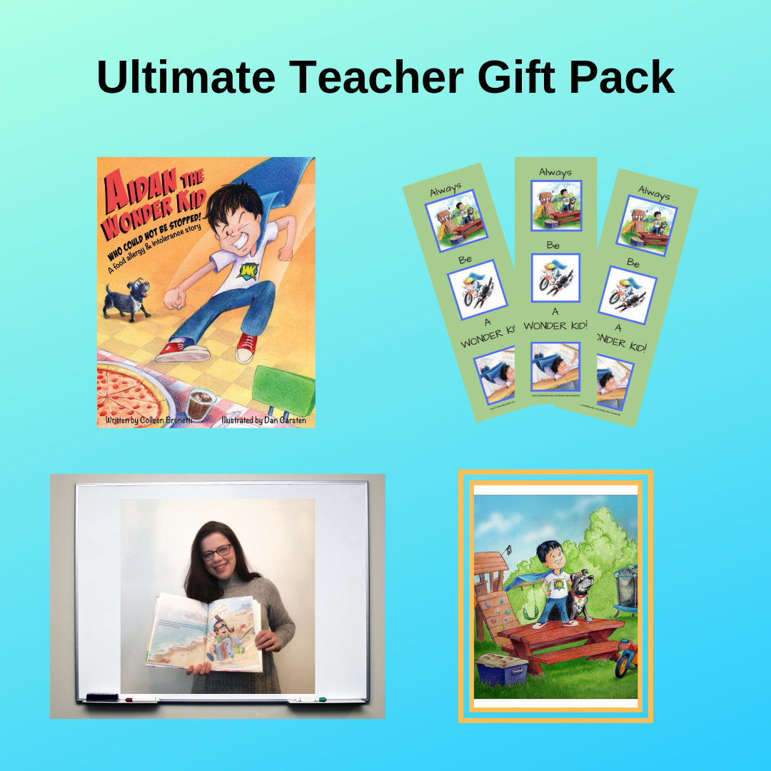 ULTIMATE TEACHER GIFT PACK Make a teacher’s day! Purchase this $75 ultimate gift pack and receive: * Two autographed books ($31.98 value) * 25 bookmarks for the class ($10.00 value) * An author Skype visit ($75 value) * Framed print of original artwork from the book - a perfect classroom decoration. ($50 value) A total value of $166.98 - Yours to gift a teacher for just $75! (SAVINGS: $91.98)