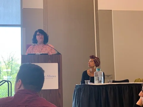 Stephanie offering acknowledgement to the overlapping territories of the Mohican, Abenaki, and Kanienkehaka.