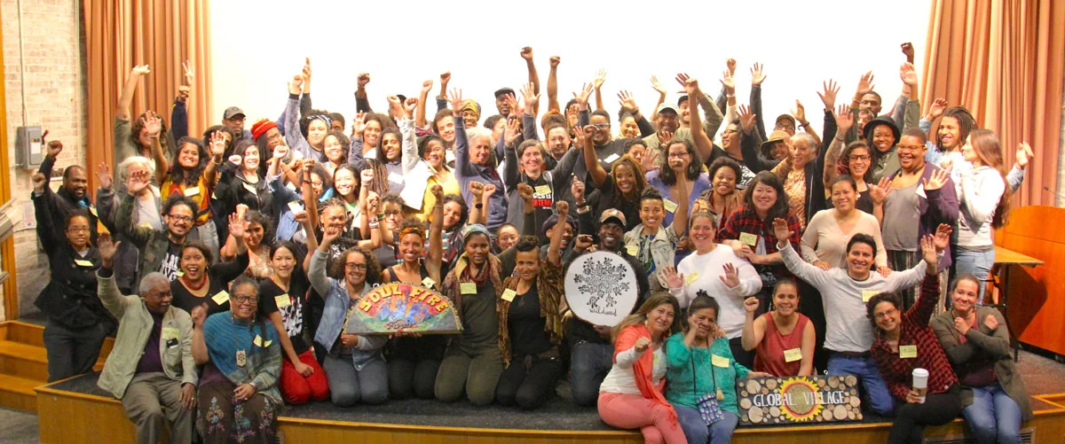 The founding members of the Northeast Farmers of Color Network at a skillshare gathering in 2018 to envision the Land Trust. (Photo courtesy of Future Focus Media CoOp)