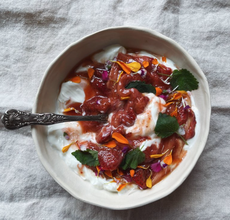 roasted rhubarb &amp; strawberries