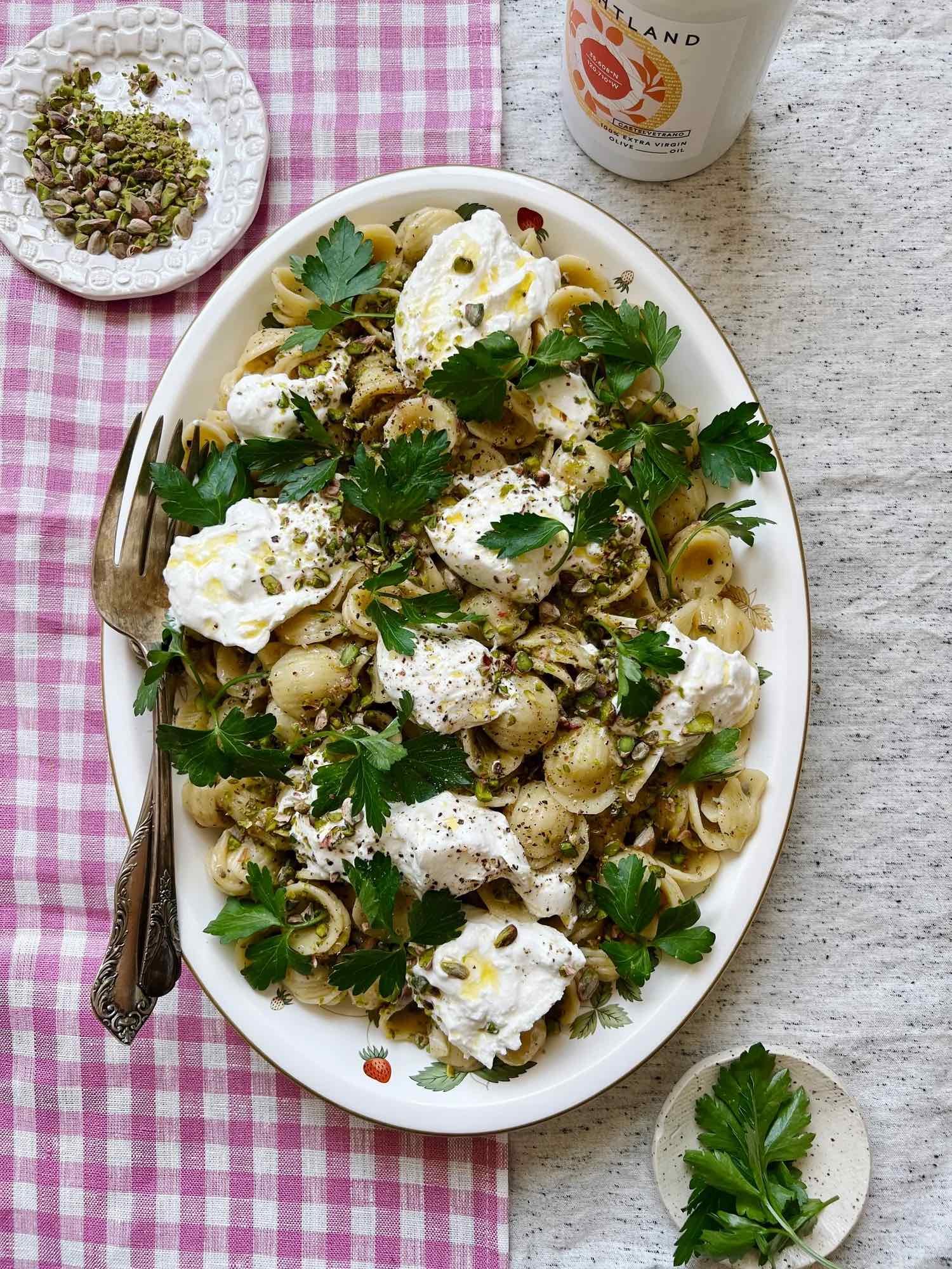 orecchiette with burrata &amp; pistachios