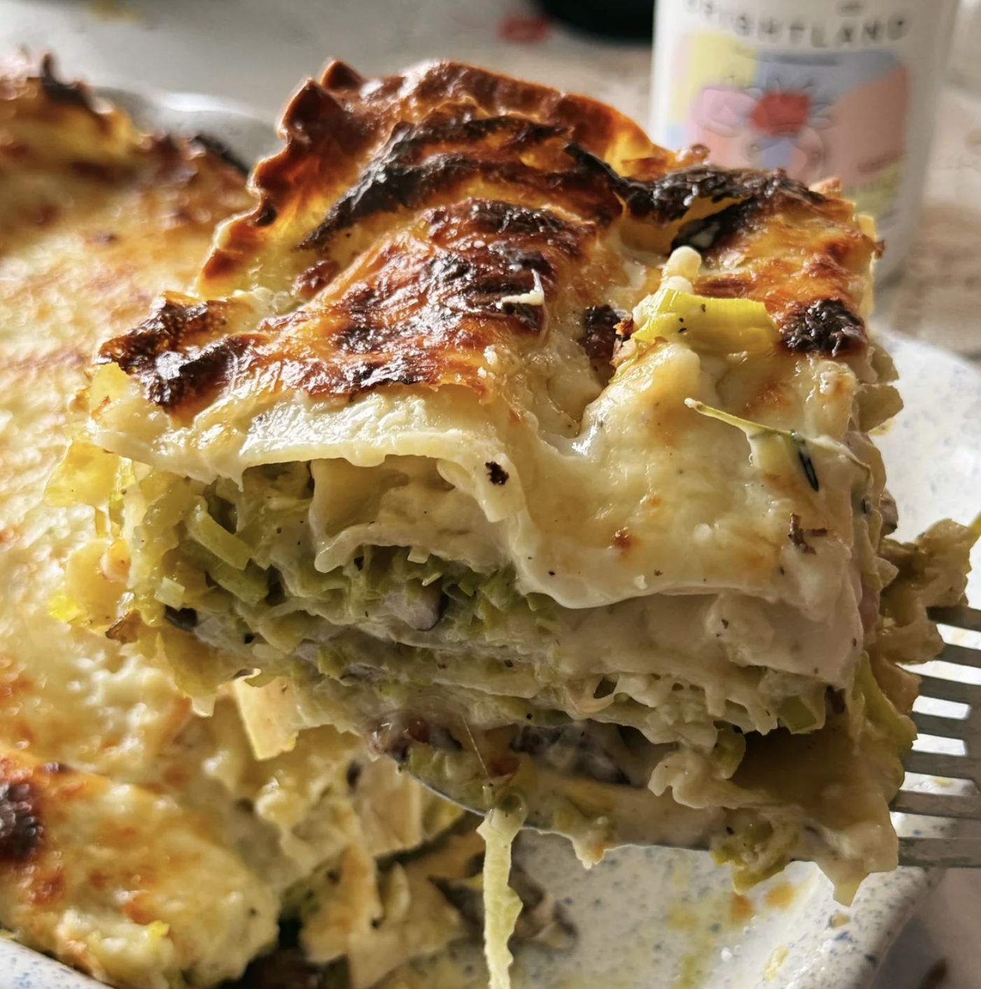 mushroom, leek, &amp; fontina lasagne