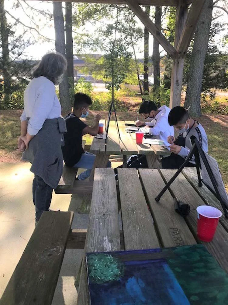 Laura McGowan with Nandua Middle School Students