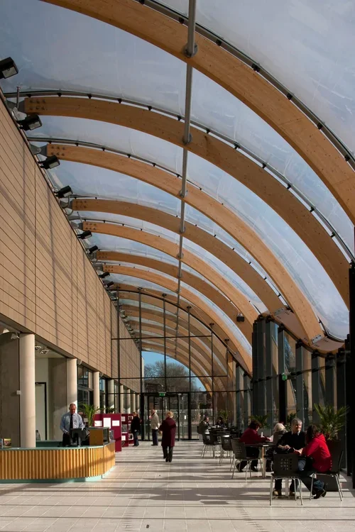  At the  Hull History Centre , we recognsied the need for sculptural pieces of glue laminated timber to create the project’s public arcade 