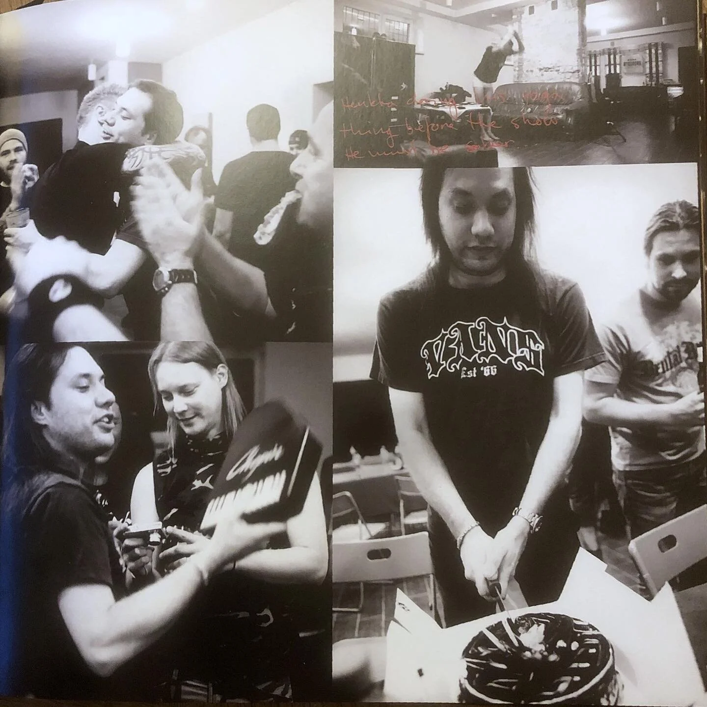 Happened in Warsaw exactly ten years ago. After the show there was cake and Pete from @ensiferummetal for Janne. #warsaw #birthday 

Photo from the Roadkill-book by Jussi Hyttinen