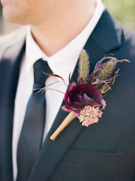 Maroon and Navy Boutonnière Florals