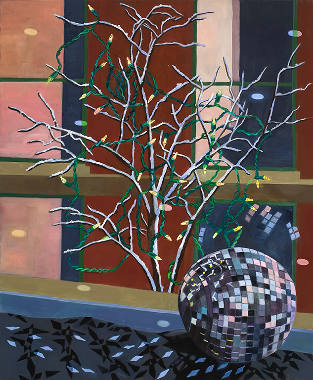   Christmas Lights and Mirror Ball  oil on canvas 60 x 49” 2011 