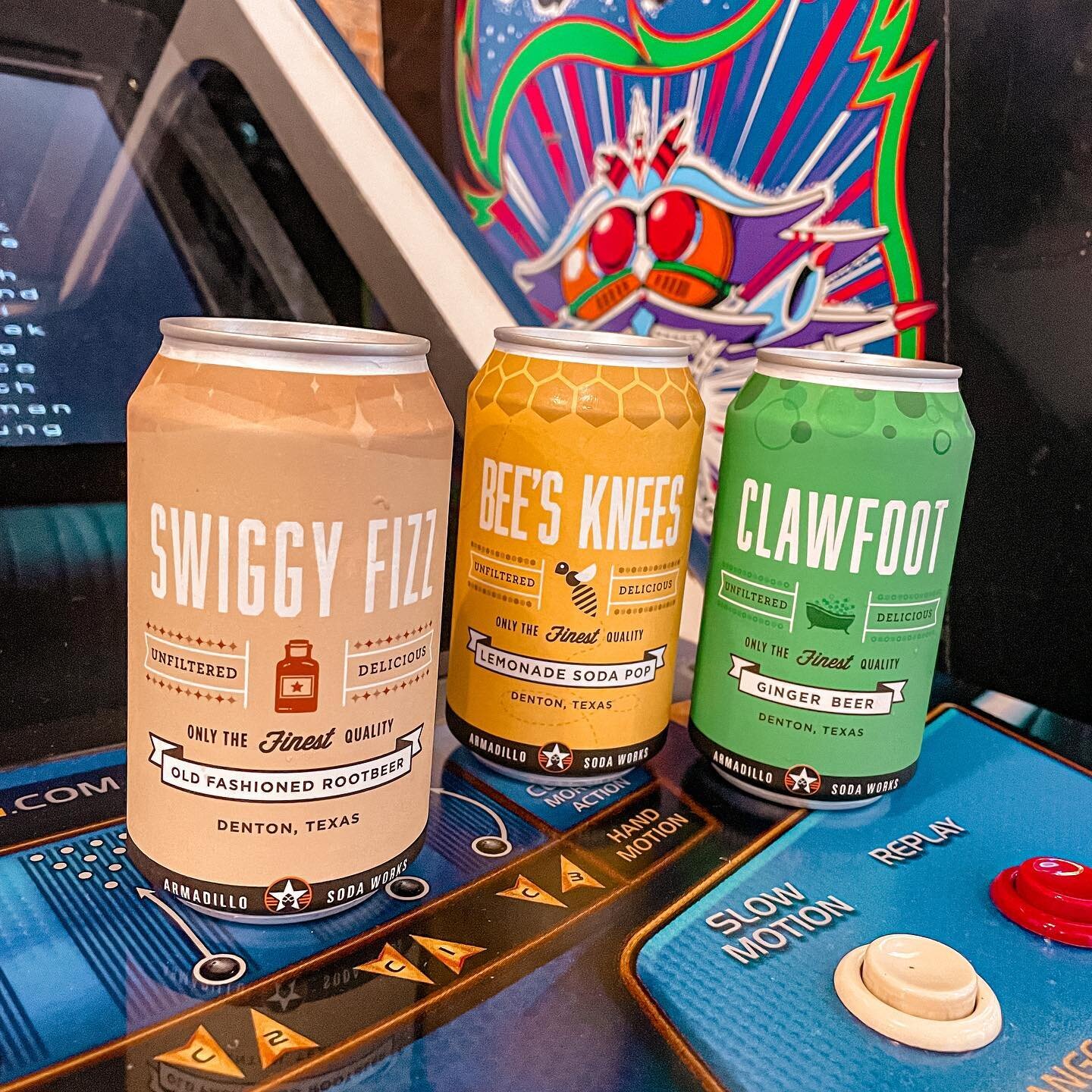 The gang&rsquo;s all back together! We have all 3 of our delicious old fashioned sodas in stock to enjoy in the taproom or to take home &hearts;️ 
🐝 Bee&rsquo;s Knees: Lemonade Soda Pop
🛁 Clawfoot: Ginger Beer
🥤 Swiggy Fizz: Old Fashioned Root Beer