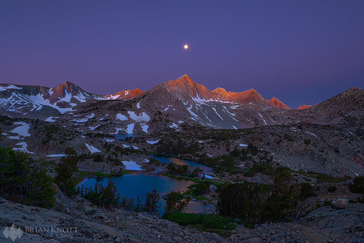 Sunrise and Moon, Mt. Goode, Saddlerock Lake, Ca.