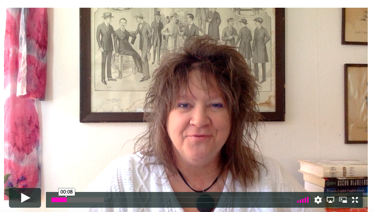 Here’s a screen shot from my welcome video inside the course. Don’t I clean up purty!