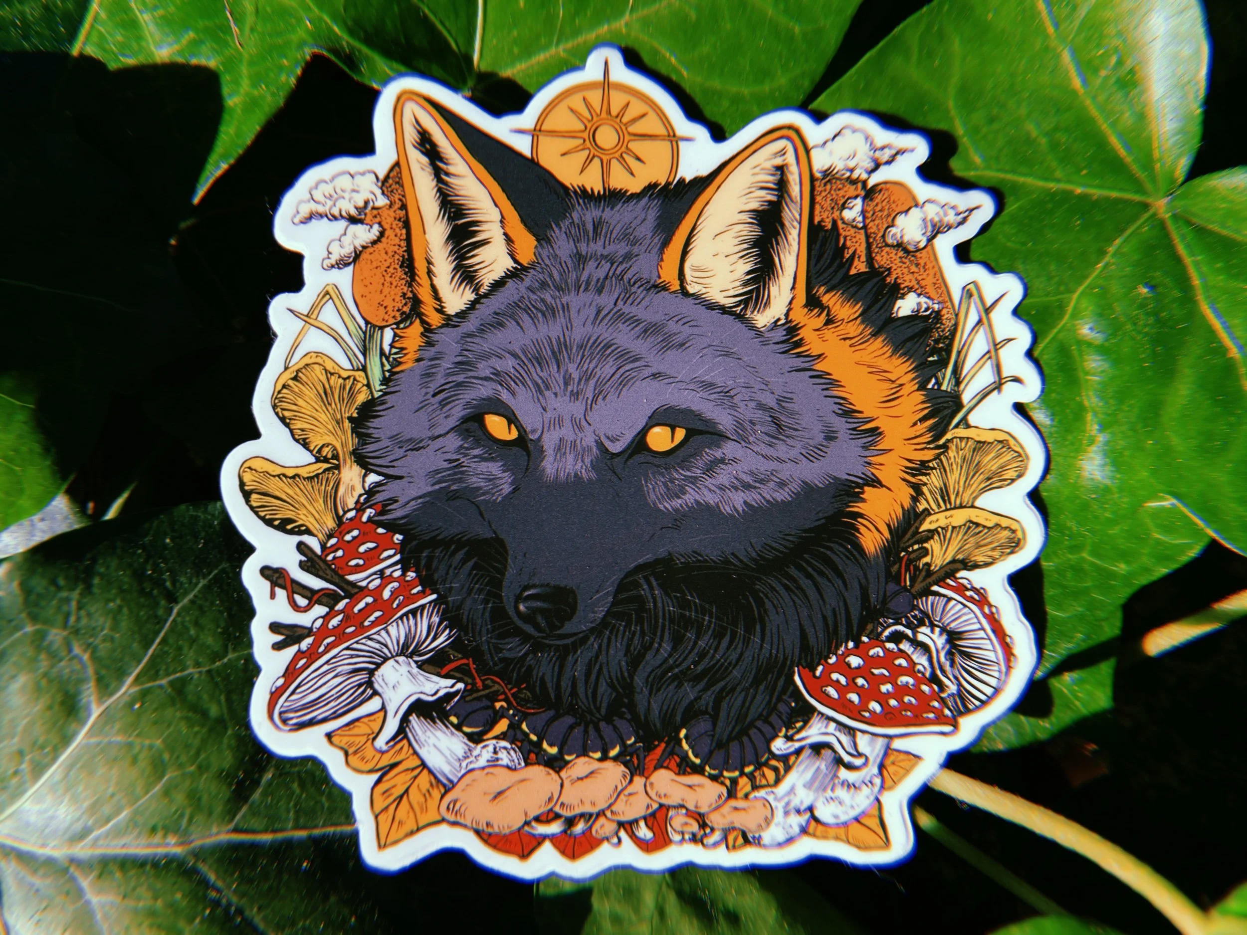 Cross Fox in Autumn Sticker